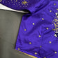 Blue Net Silk Maggam Aari Blouse - 