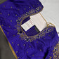 Blue Net Silk Maggam Aari Blouse - 