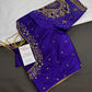Blue Net Silk Maggam Aari Blouse - 