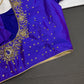 Blue Silk Maggam Aari Work Blouse - 