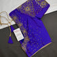 Blue Silk Maggam Aari Work Blouse - 