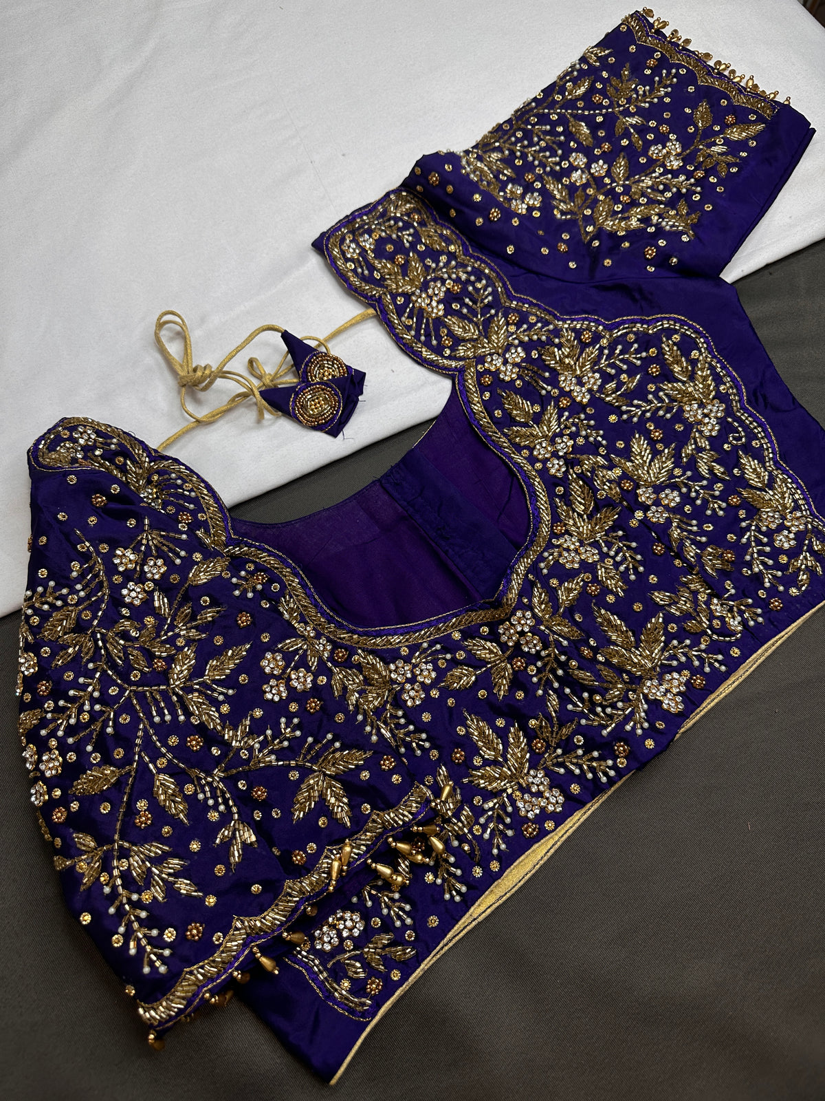 Deep Purple Kardana Maggam Blouse - 