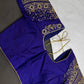 Blue Pattu Silk Maggam Aari Blouse - 