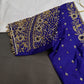 Blue Pattu Silk Maggam Aari Blouse - 