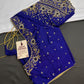 Blue Pattu Silk Maggam Aari Blouse - 