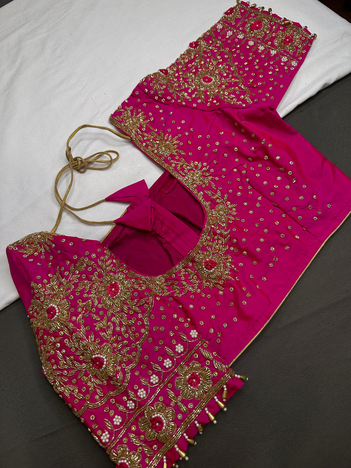 Pink Maggam Aari Work Blouse - 