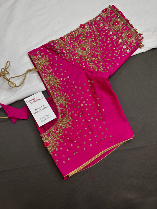 Pink Maggam Aari Work Blouse - 