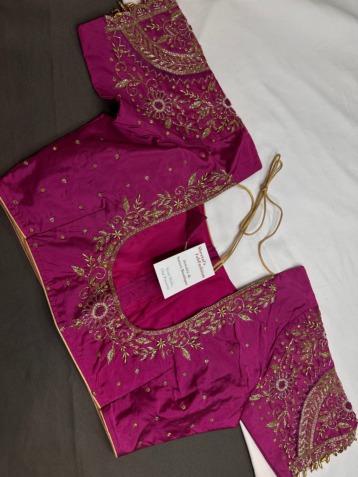 Magenta Pink Maggam Aari Work Blouse - 