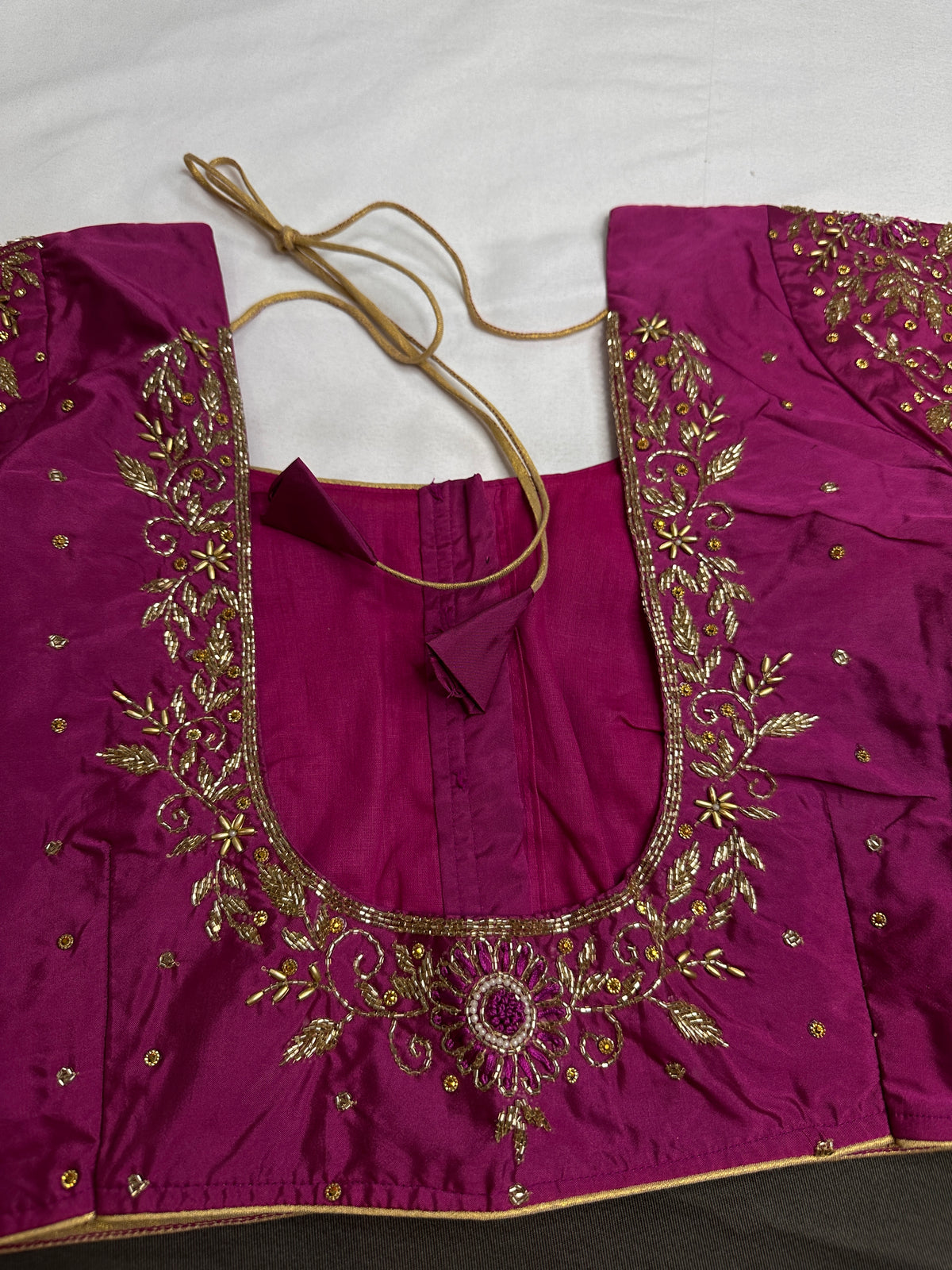 Magenta Pink Maggam Aari Work Blouse - 