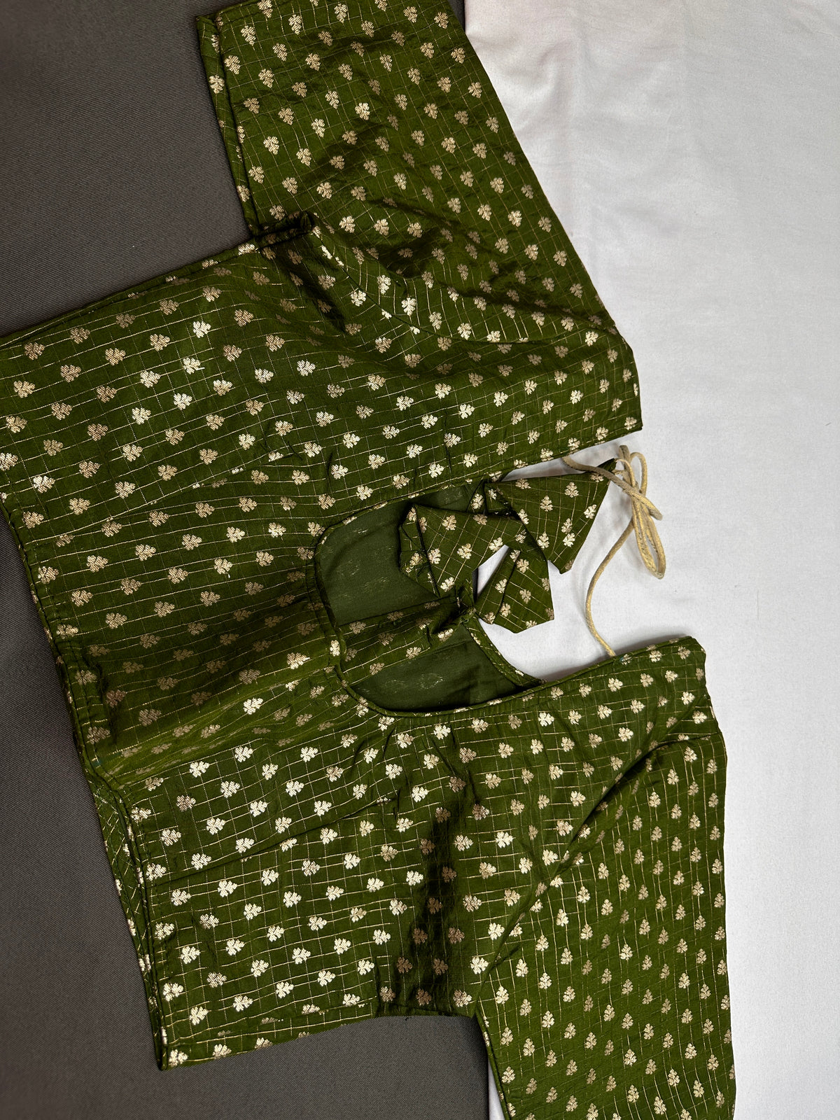 Green Check Butta Stitched Blouse - 