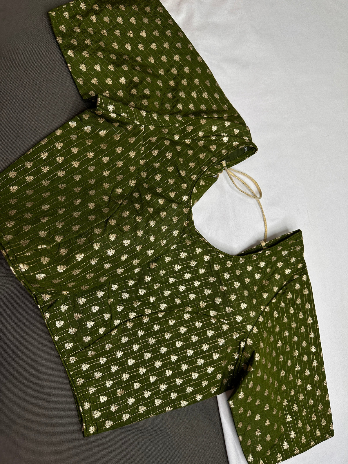 Green Check Butta Stitched Blouse - 