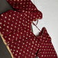 Marron Red Check Butta Stitched Blouse - 