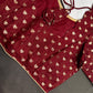 Marron Red Check Butta Stitched Blouse - 