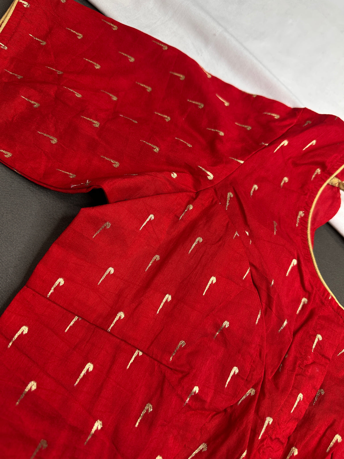 Red Silk Pattu  Stitched Blouse - 