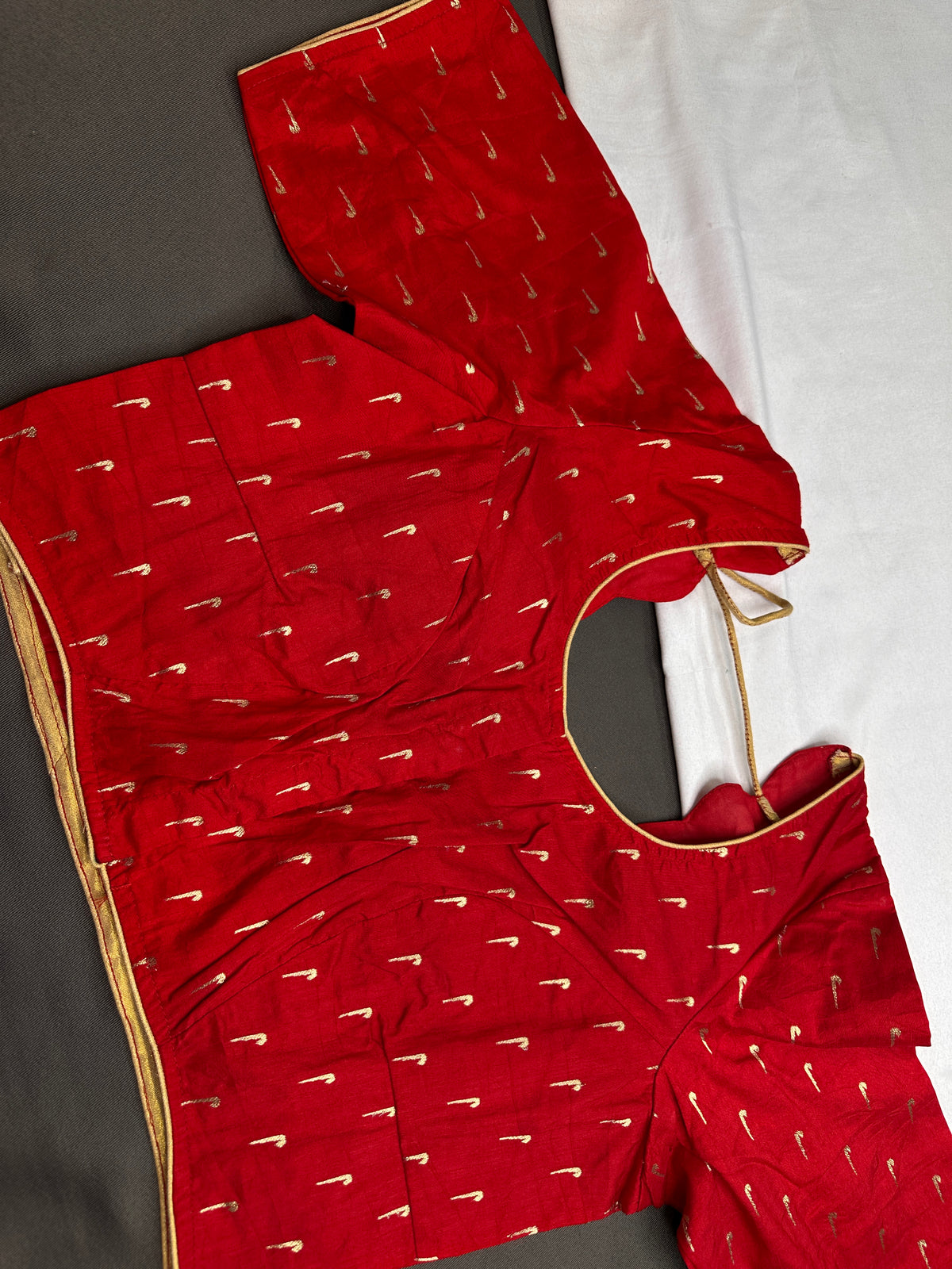 Red Silk Pattu  Stitched Blouse - 