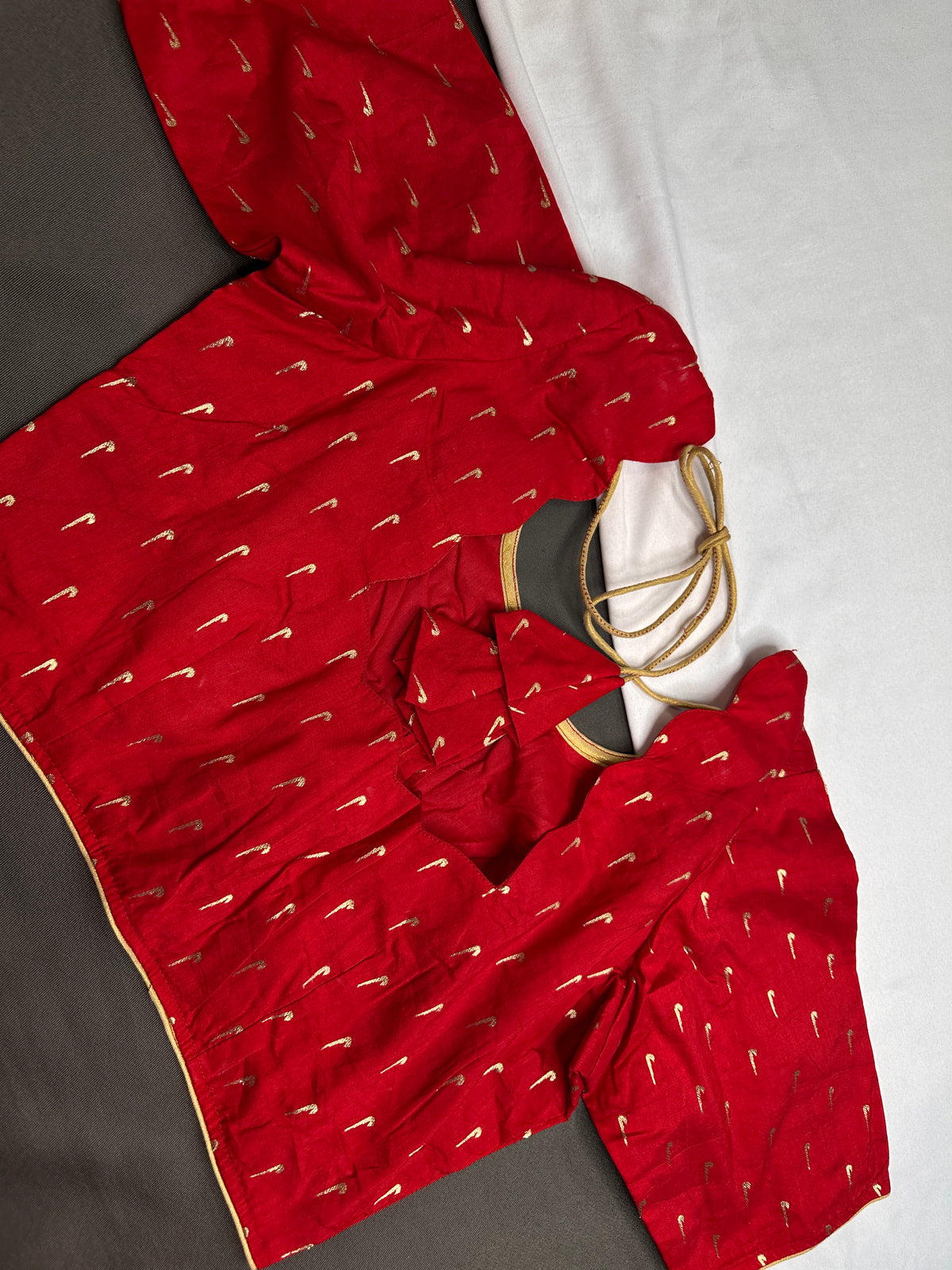 Red Silk Pattu  Stitched Blouse - 