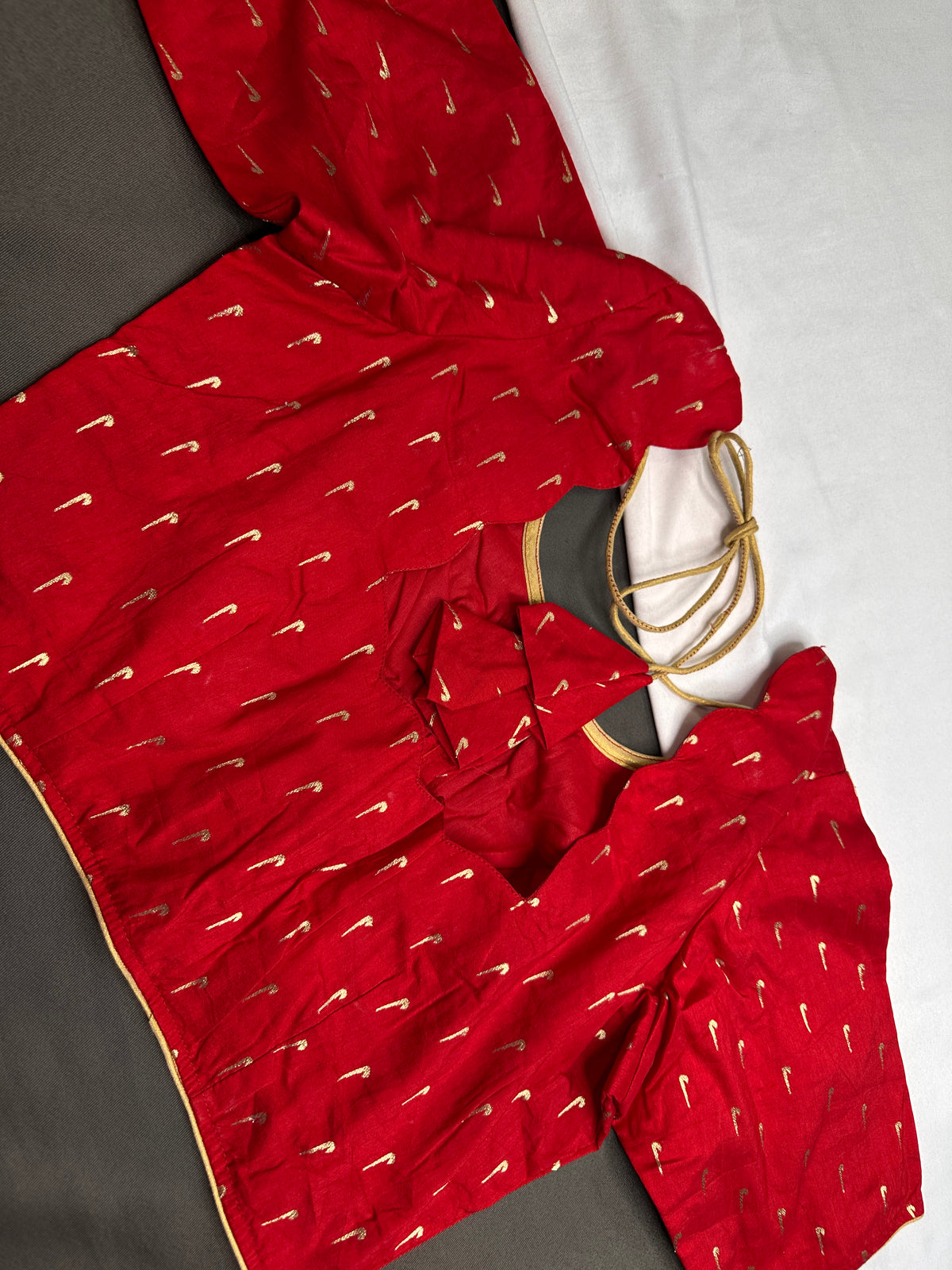 Red Silk Pattu  Stitched Blouse - 