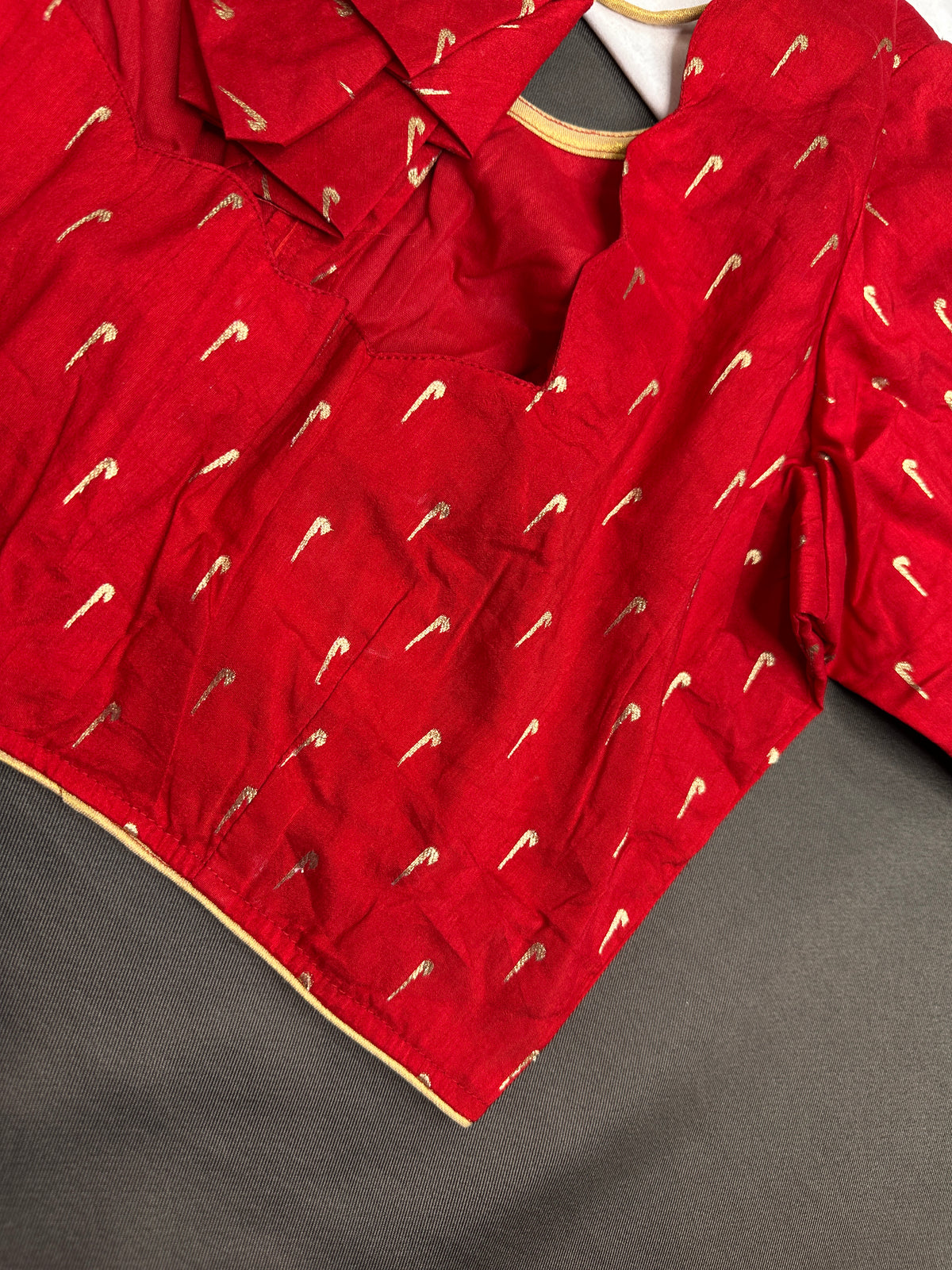 Red Silk Pattu  Stitched Blouse - 