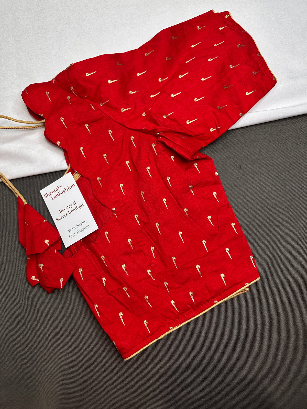 Red Silk Pattu  Stitched Blouse - 