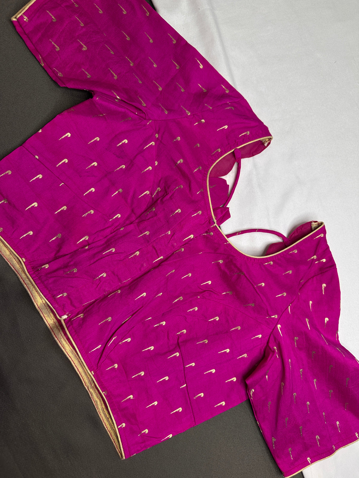 Pink Silk Pattu  Stitched Blouse - 