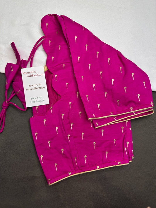 Pink Silk Pattu  Stitched Blouse - 