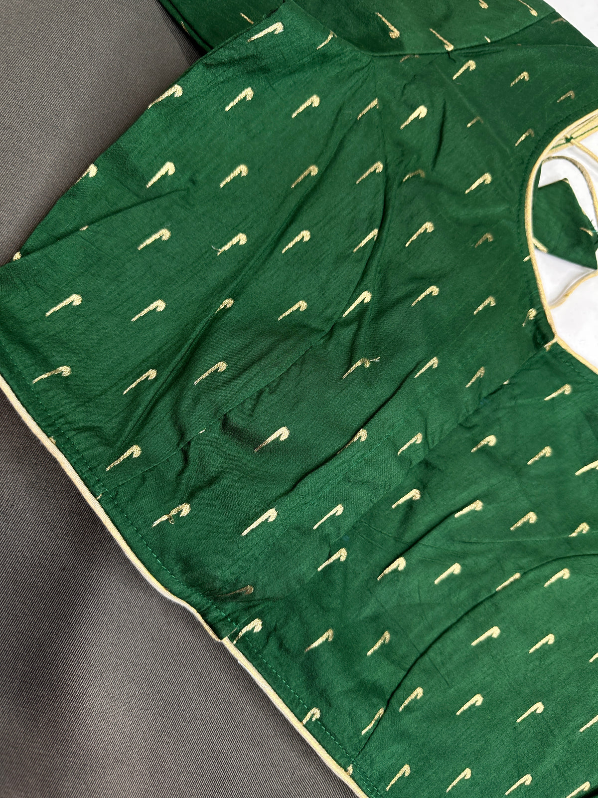Green Silk Pattu  Stitched Blouse - 