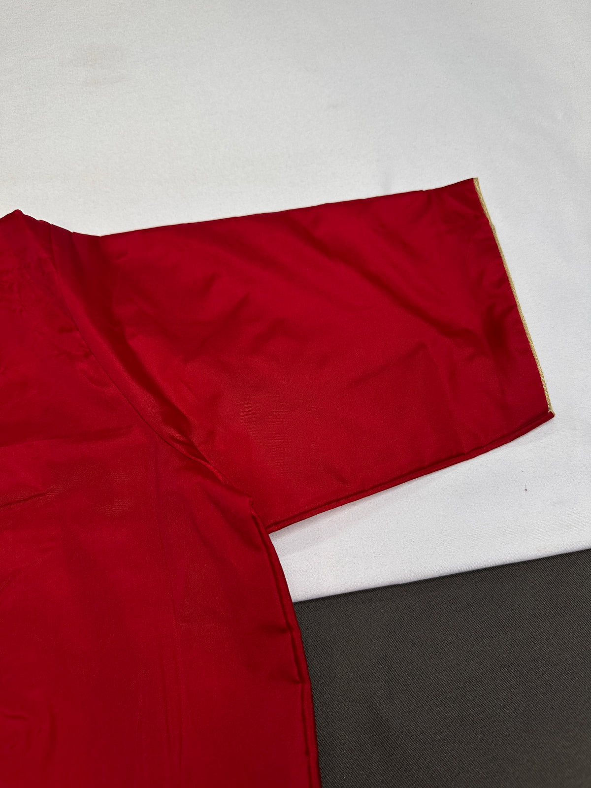 Red Silk Plain Pattu  Stitched Blouse - 