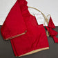 Red Silk Plain Pattu  Stitched Blouse - 