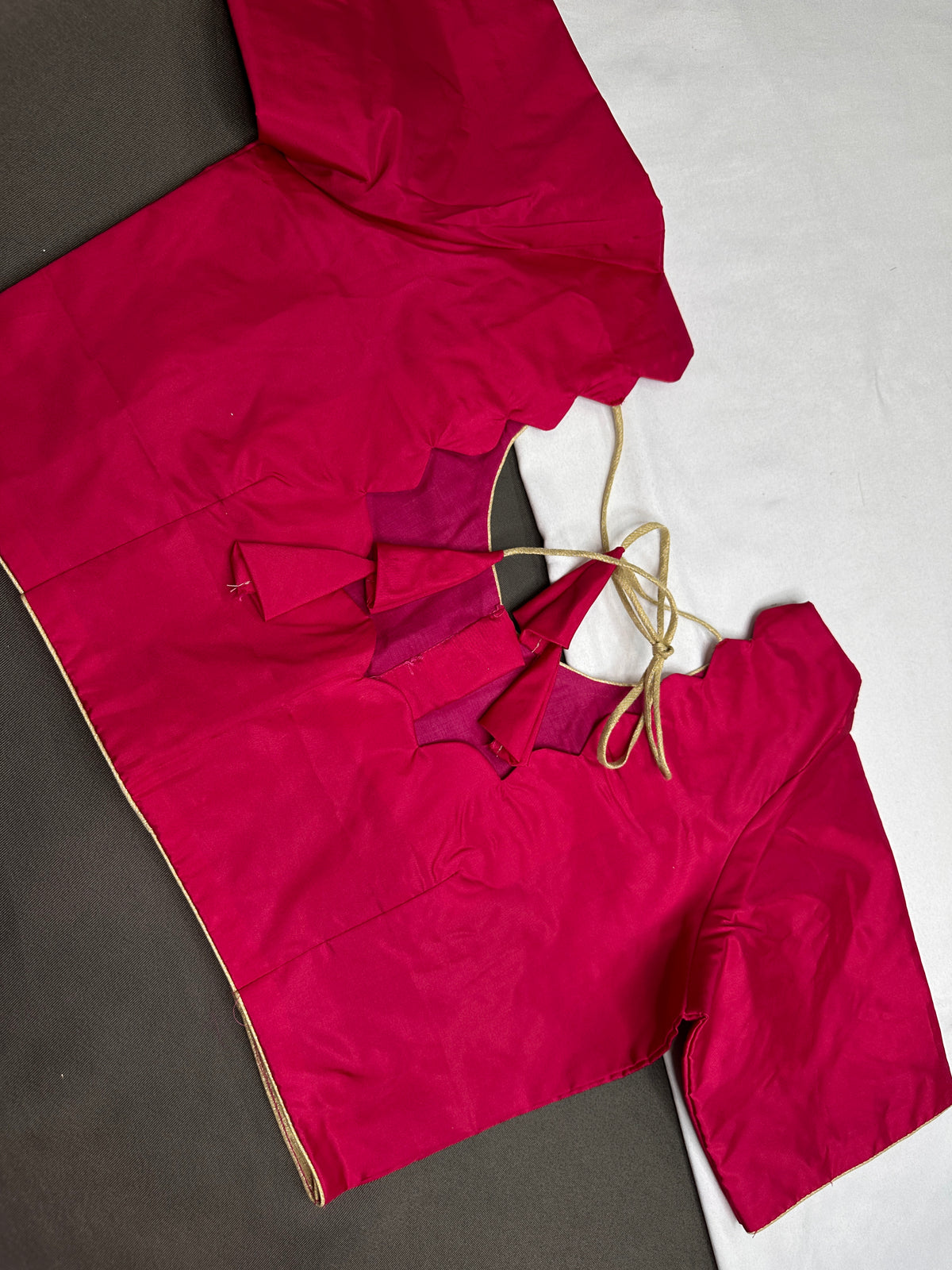 Pink Silk Plain Pattu  Stitched Blouse - 