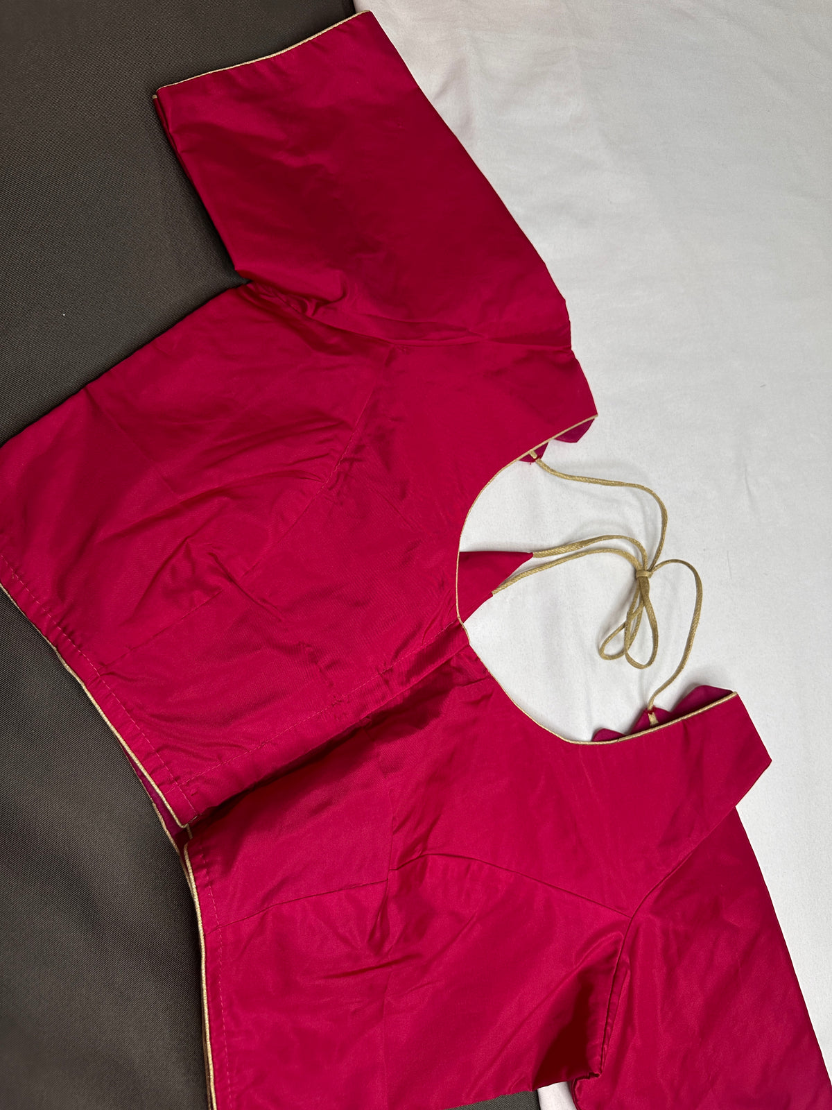 Pink Silk Plain Pattu  Stitched Blouse - 
