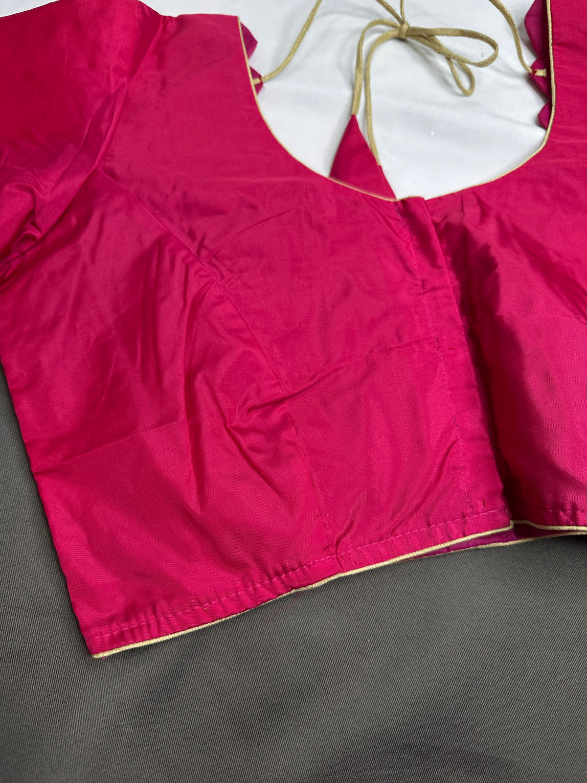 Pink Silk Plain Pattu  Stitched Blouse - 