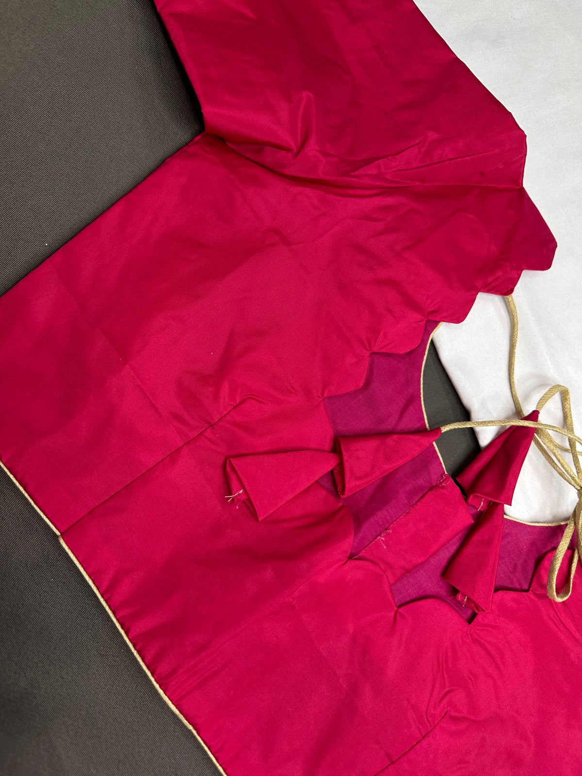 Pink Silk Plain Pattu  Stitched Blouse - 