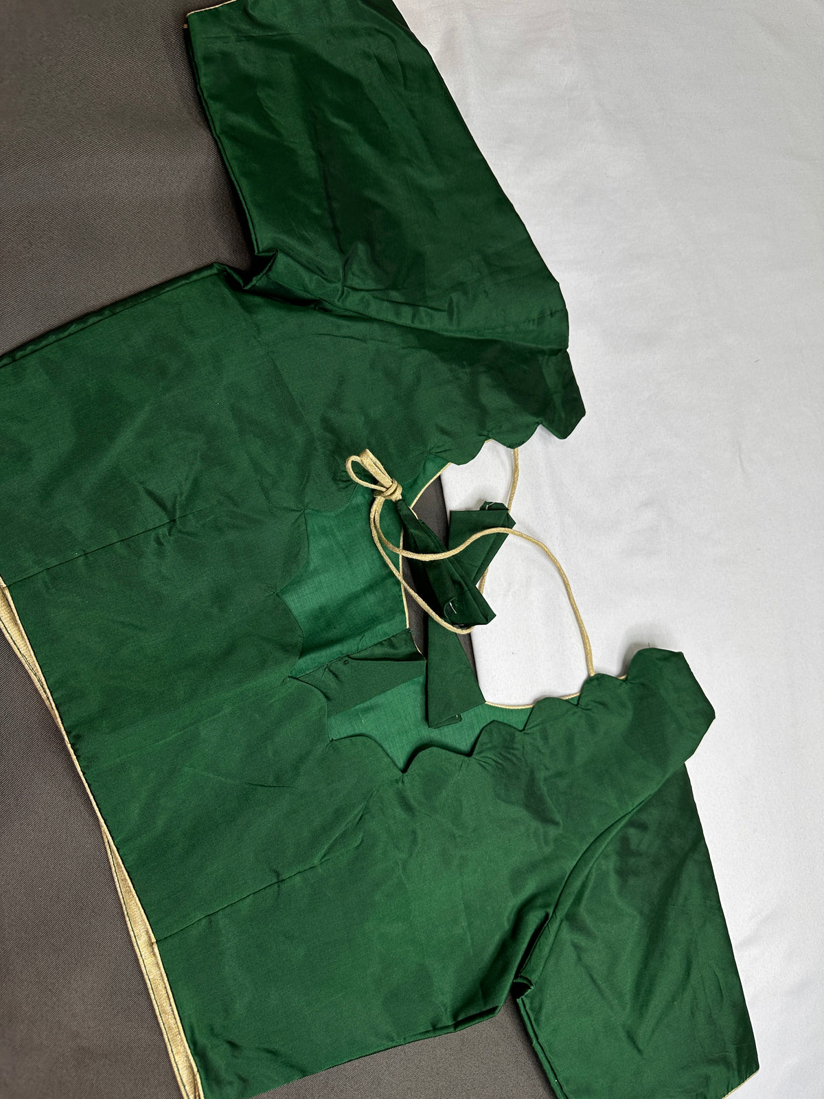 Green Silk Plain Pattu  Stitched Blouse - 