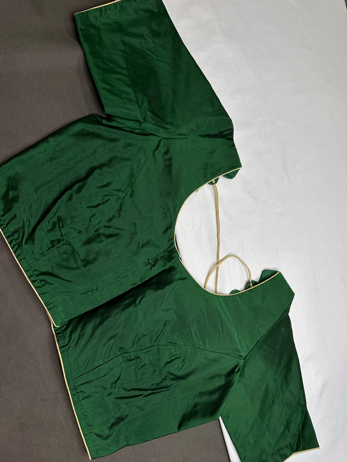 Green Silk Plain Pattu  Stitched Blouse - 
