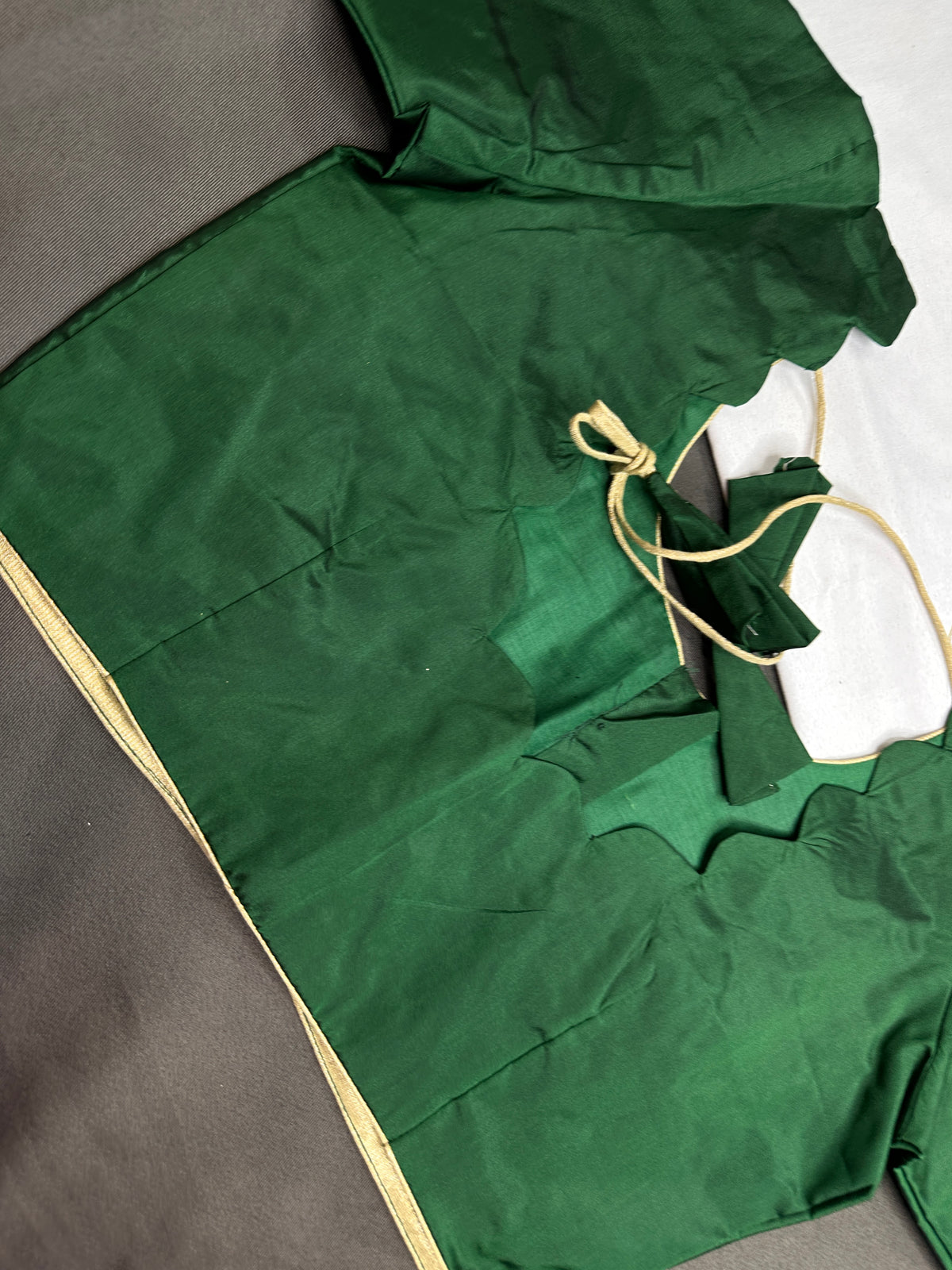 Green Silk Plain Pattu  Stitched Blouse - 