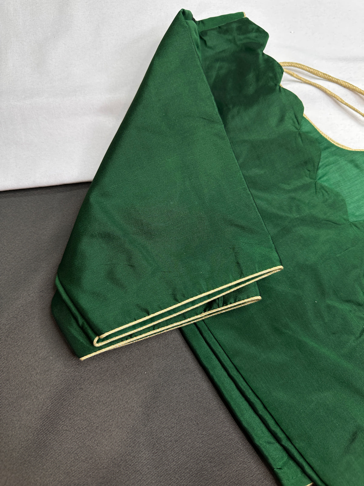 Green Silk Plain Pattu  Stitched Blouse - 