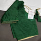 Green Silk Plain Pattu  Stitched Blouse - 