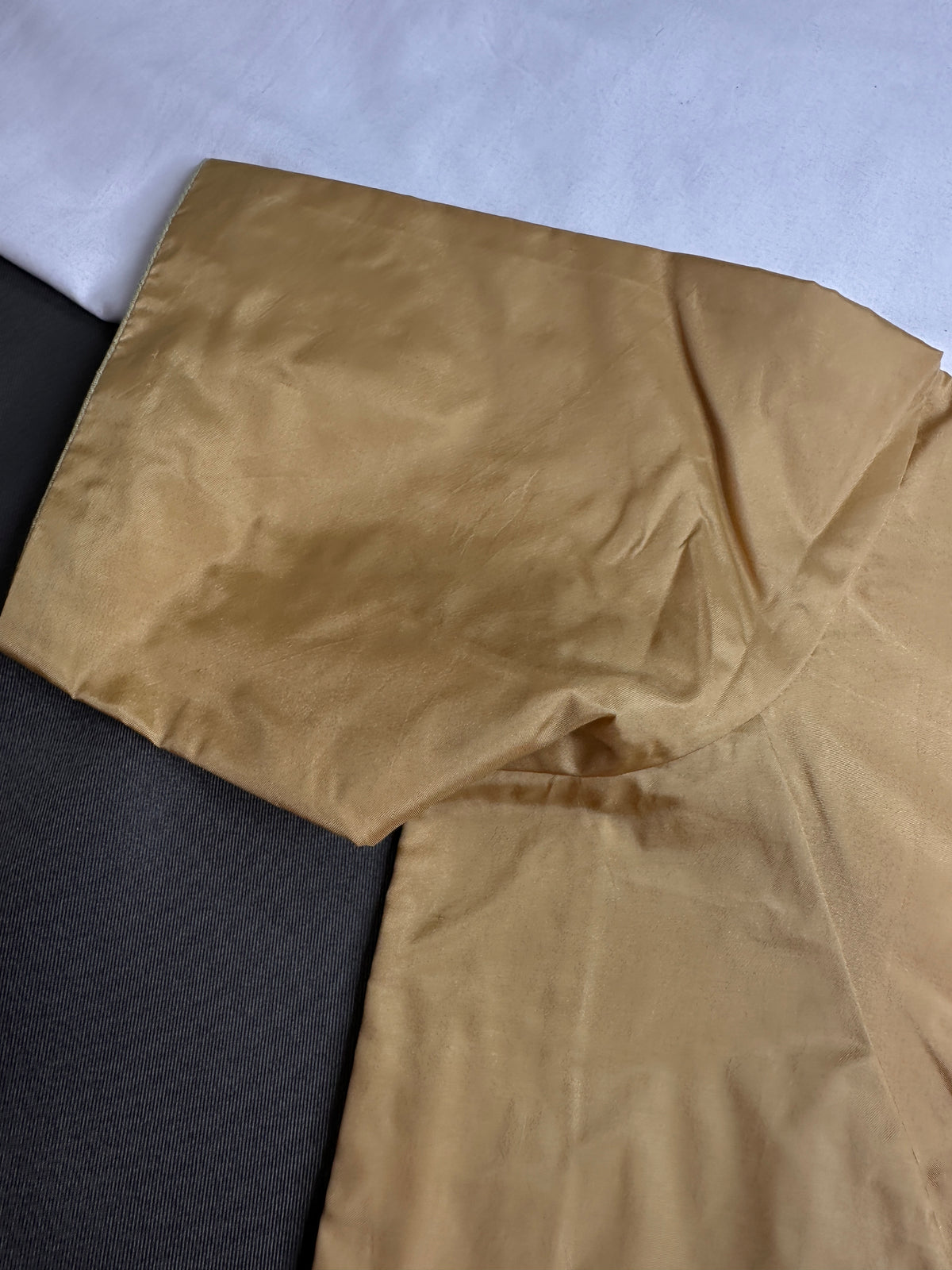 Beige Gold Silk Plain Pattu  Stitched Blouse - 