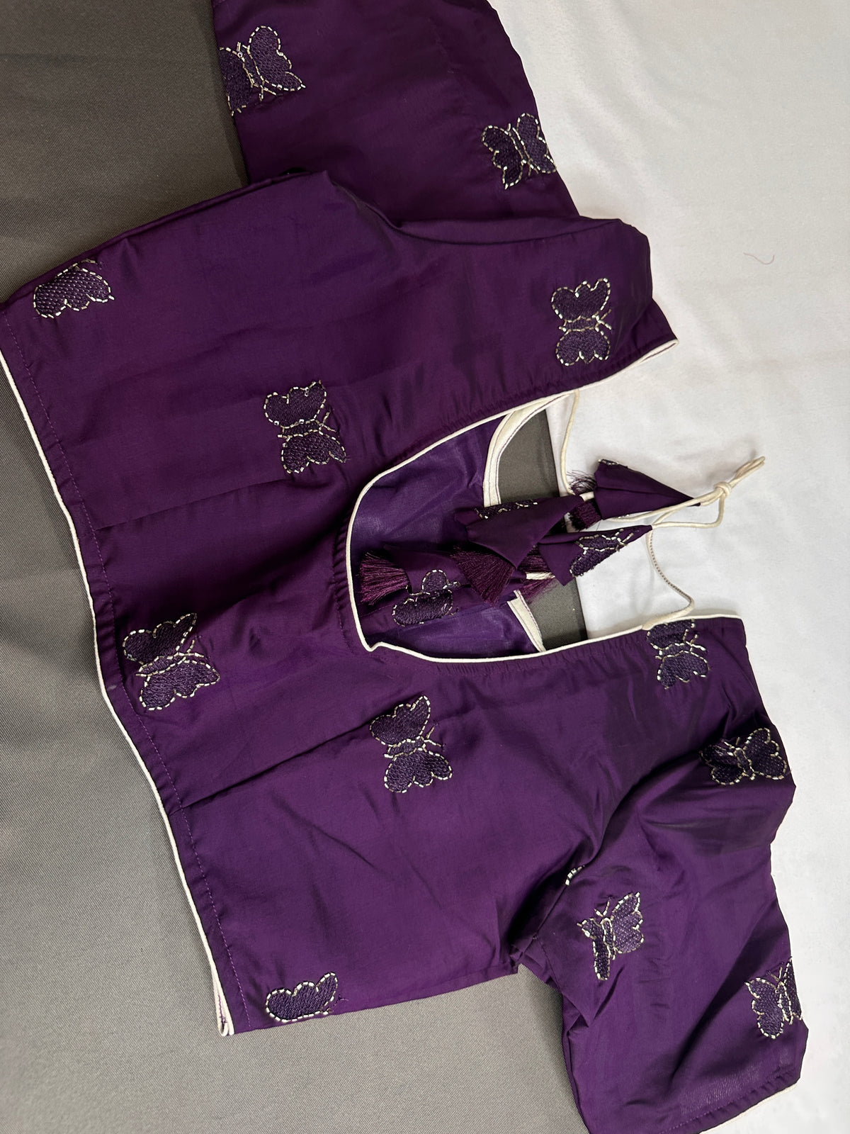 Purple Butterfly Stitched Ready-Made Blouse - BL000793