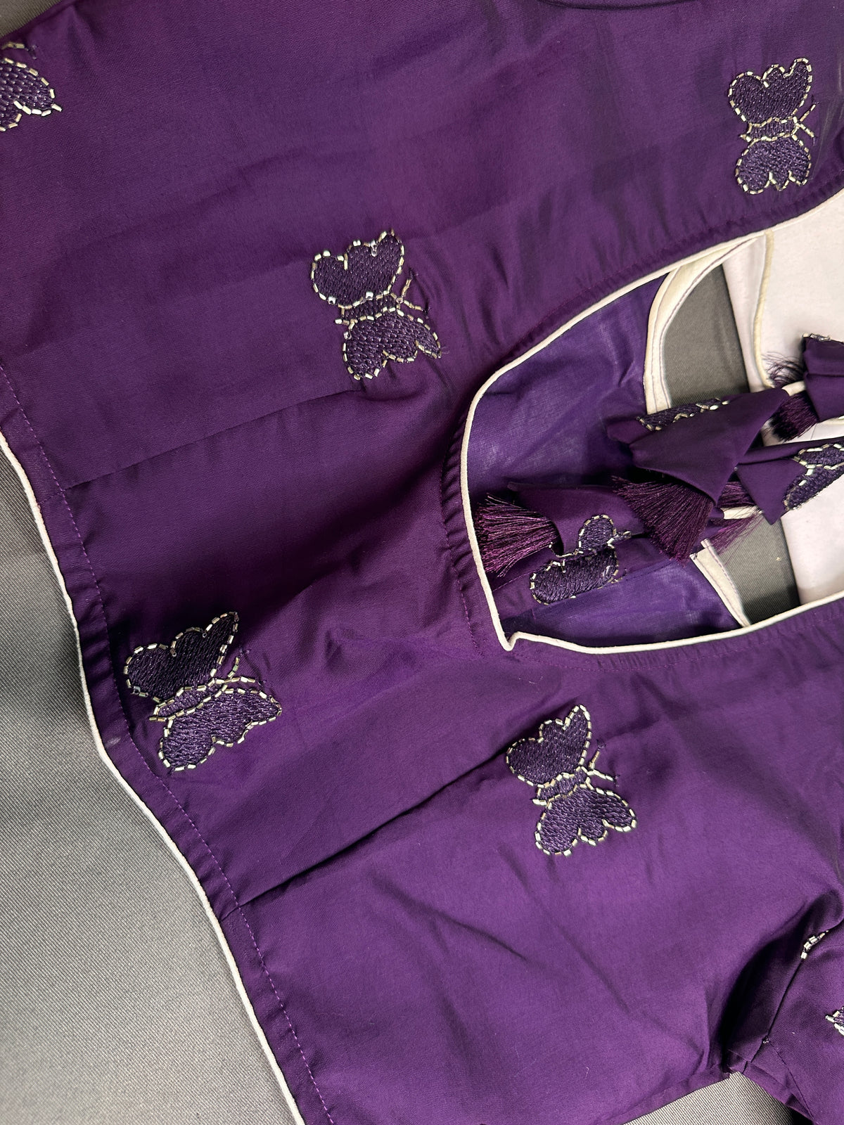 Purple Butterfly Stitched Ready-Made Blouse - BL000793