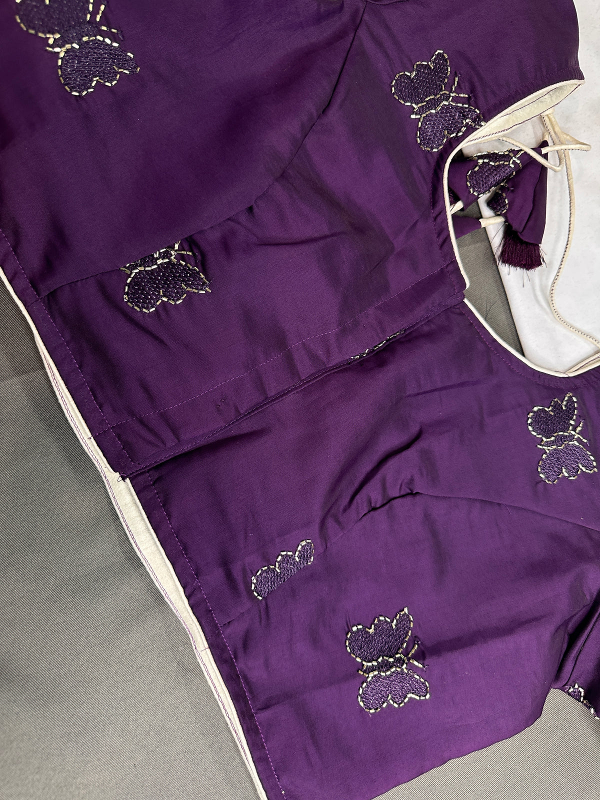 Purple Butterfly Stitched Ready-Made Blouse - BL000793