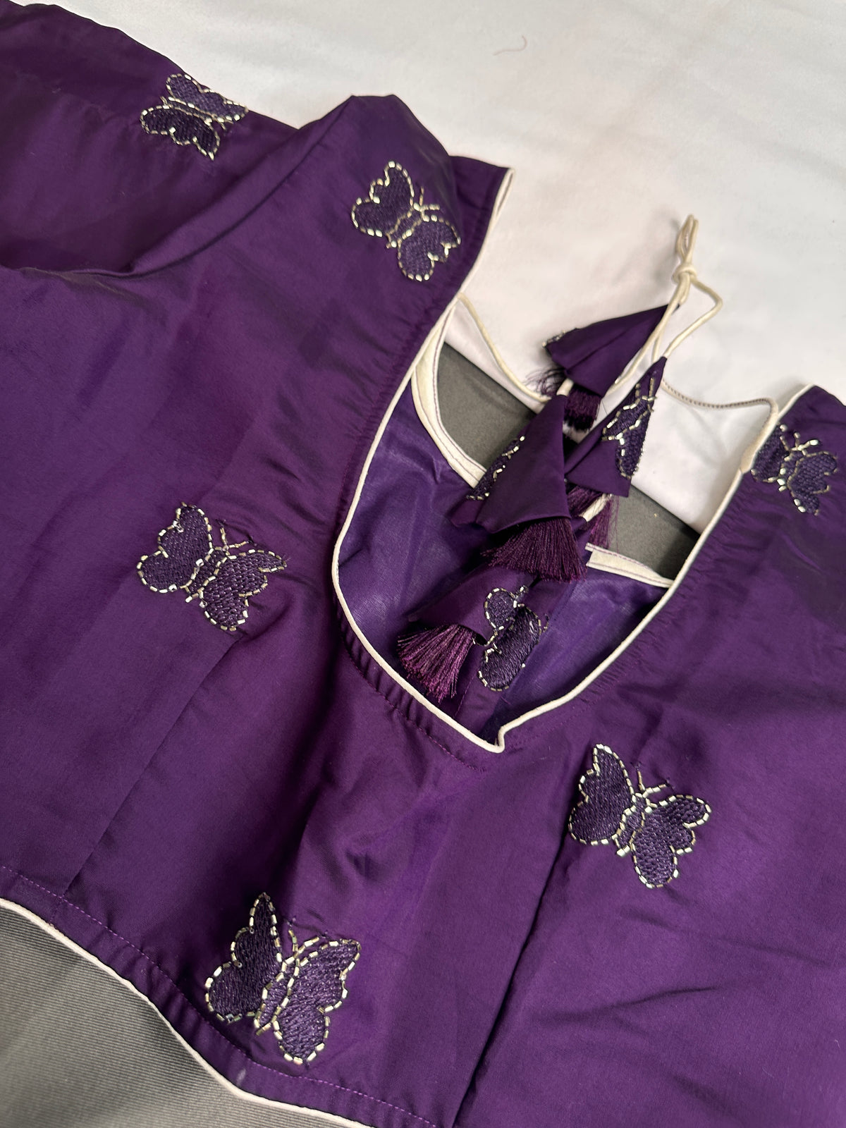 Purple Butterfly Stitched Ready-Made Blouse - BL000793