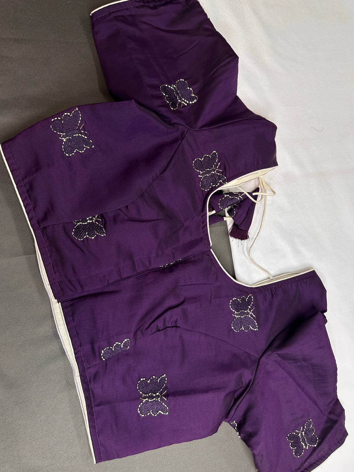 Purple Butterfly Stitched Ready-Made Blouse - BL000793