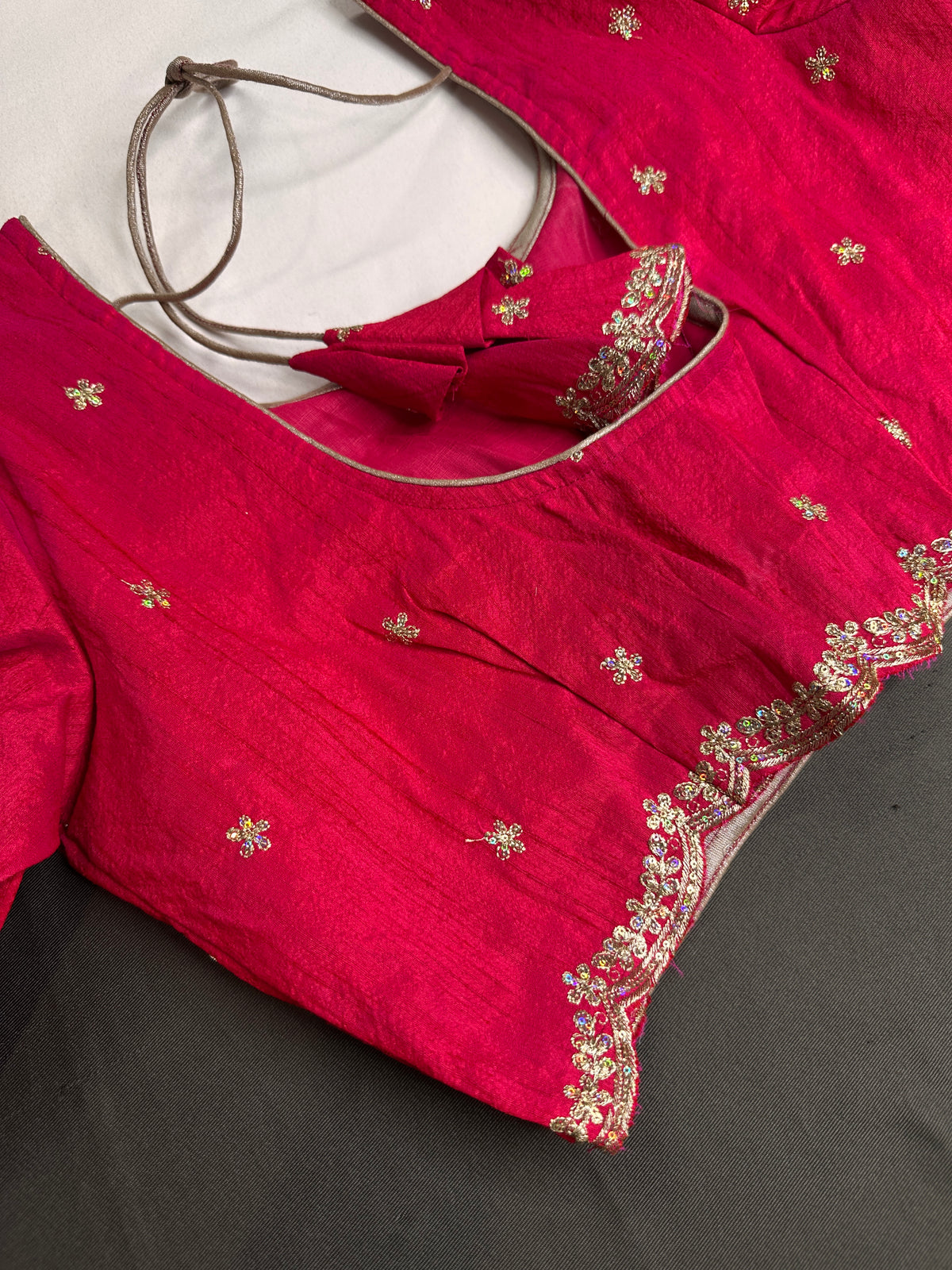 Khadi Silk Pink Embroidery Stitched Ready-Made Blouse - BL000794