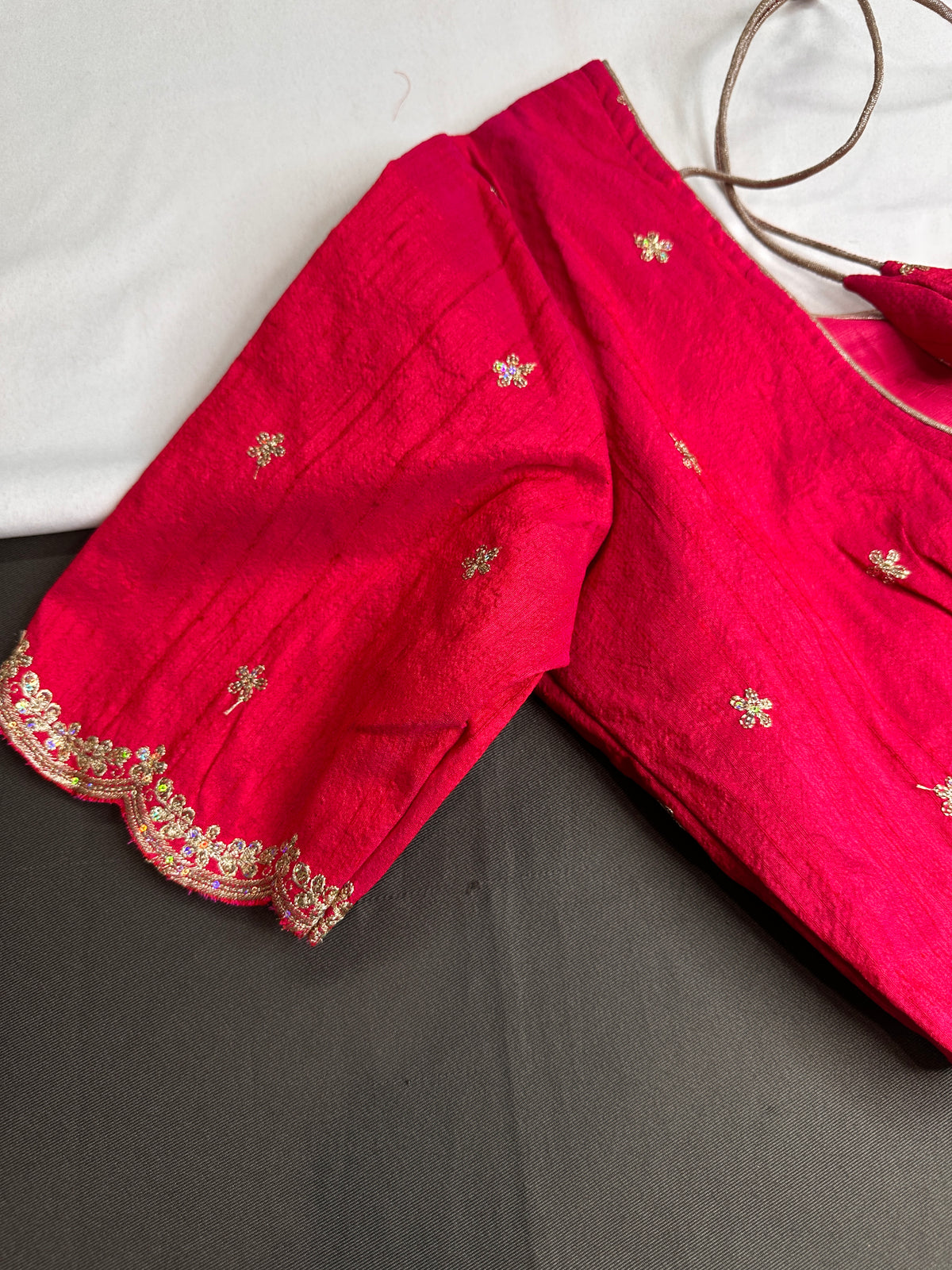 Khadi Silk Pink Embroidery Stitched Ready-Made Blouse - BL000794