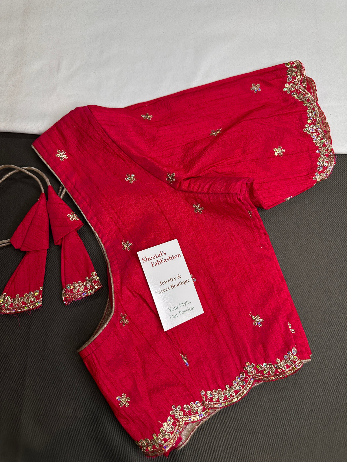 Khadi Silk Pink Embroidery Stitched Ready-Made Blouse - BL000794