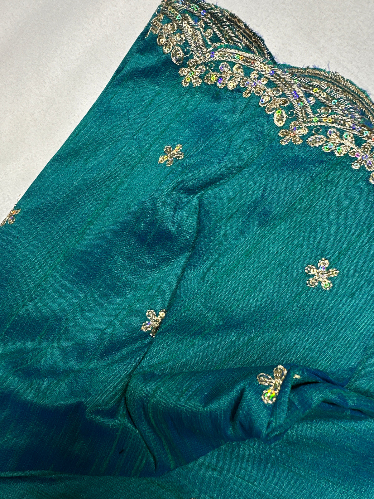 Khadi Silk Blue Embroidery Stitched Ready-Made Blouse - BL000795