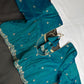 Khadi Silk Blue Embroidery Stitched Ready-Made Blouse - BL000795