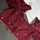 Khadi Silk Maroon Red Embroidery Stitched Ready-Made Blouse - BL000796