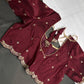 Khadi Silk Maroon Red Embroidery Stitched Ready-Made Blouse - BL000796